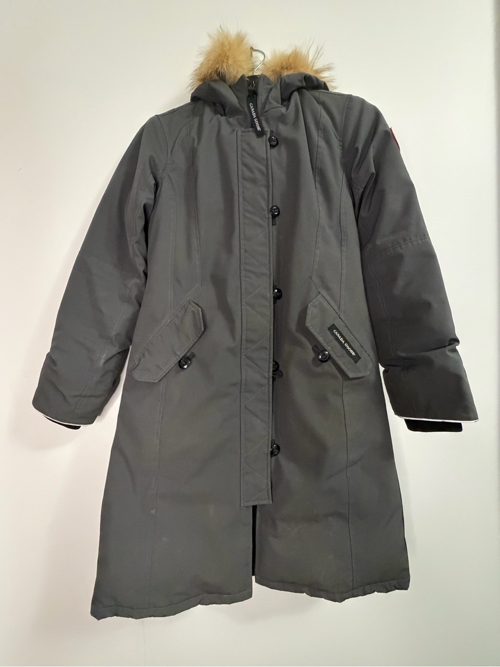 Canada Goose Trillium Gray Hooded Fur Trim Parka Teen L 14/16 / Women’s S